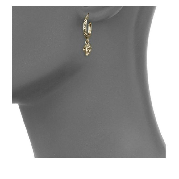 NIB AMQ ALEXANDER MCQUEEN Mini Skull Hoop Earrings - Picture 8 of 16